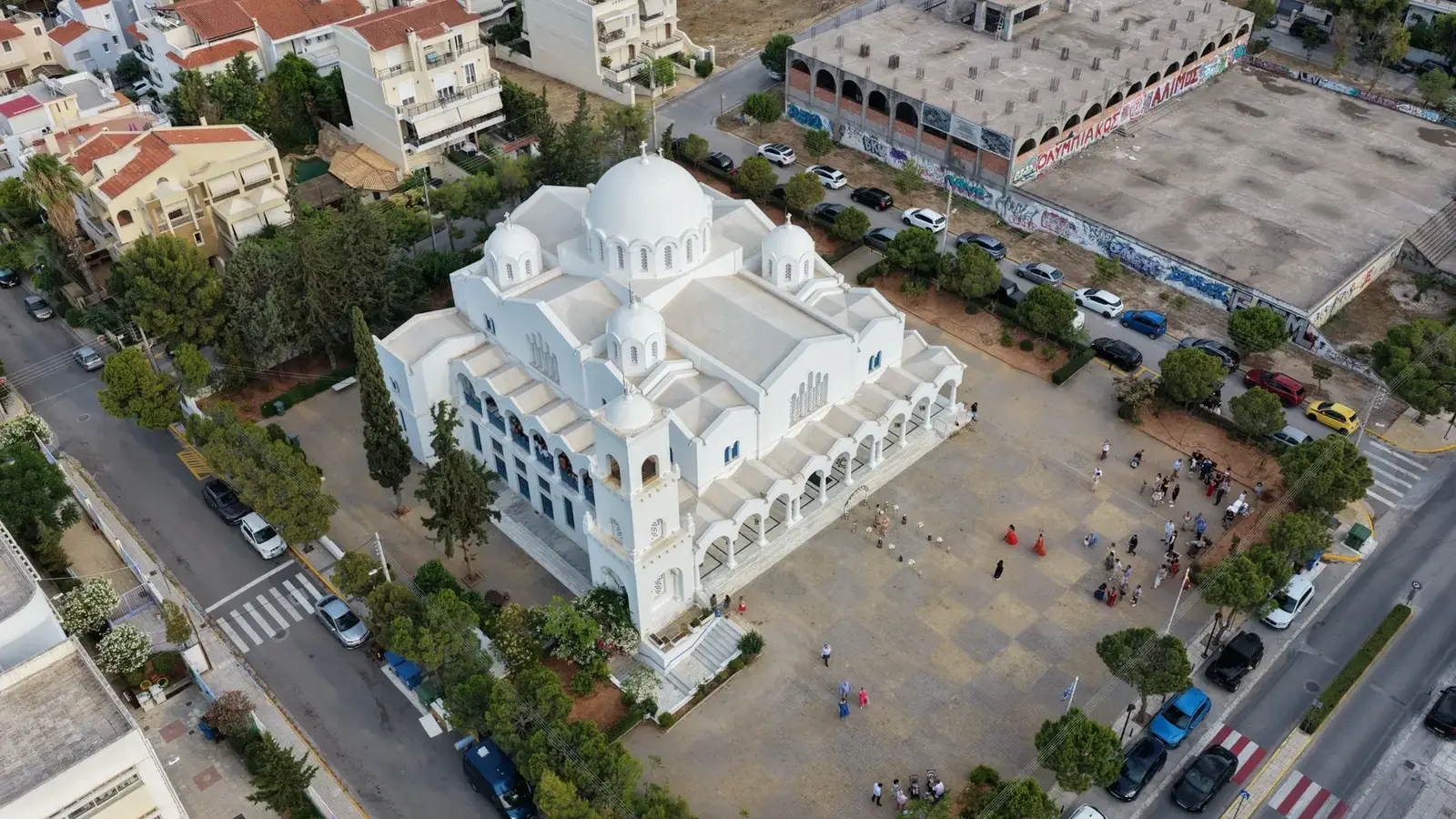 Aerial wedding venue photography by George Katsulas