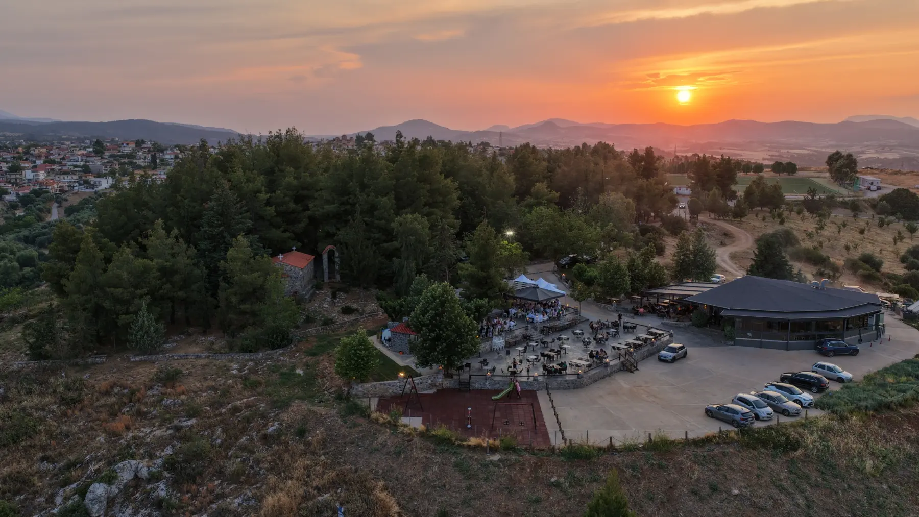Aerial wedding celebration photography by George Katsulas