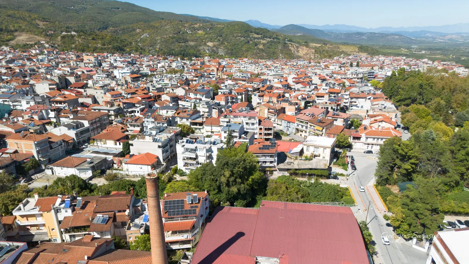Aerial urban and real estate panorama of Naousa by Giorgos Sarasidis